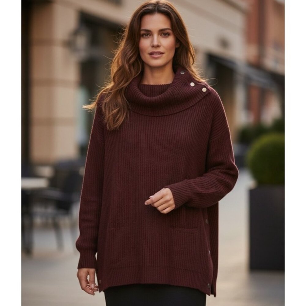VINCE Women's EUC Wool/Yak Cowl Neck Oversized Turtleneck Sweater | Size M